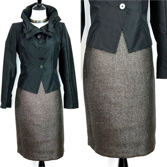 New Banana Republic Gunmetal Jacquard Pencil Skirt Career Sz 8 - Picture 6 of 16